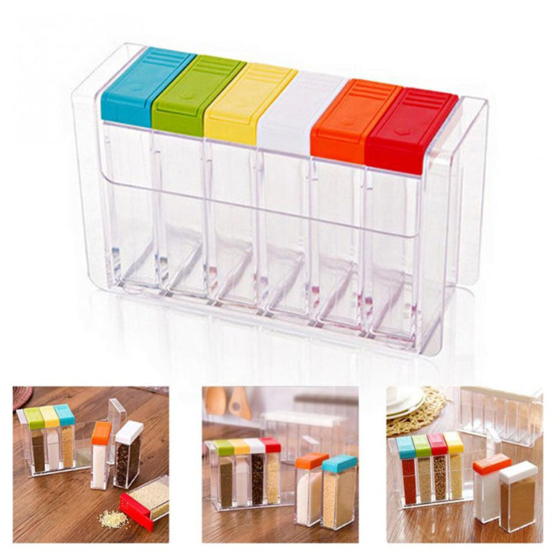 6 PCs Plastic Spice Storage Container